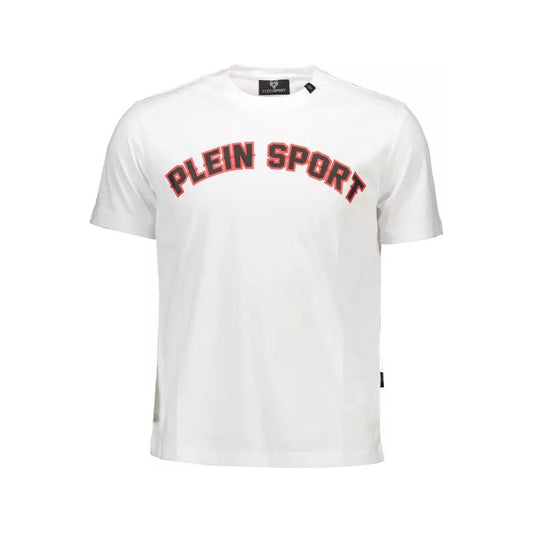 Plein Sport | Sporty Elegance White Cotton T-Shirt| McRichard Designer Brands   