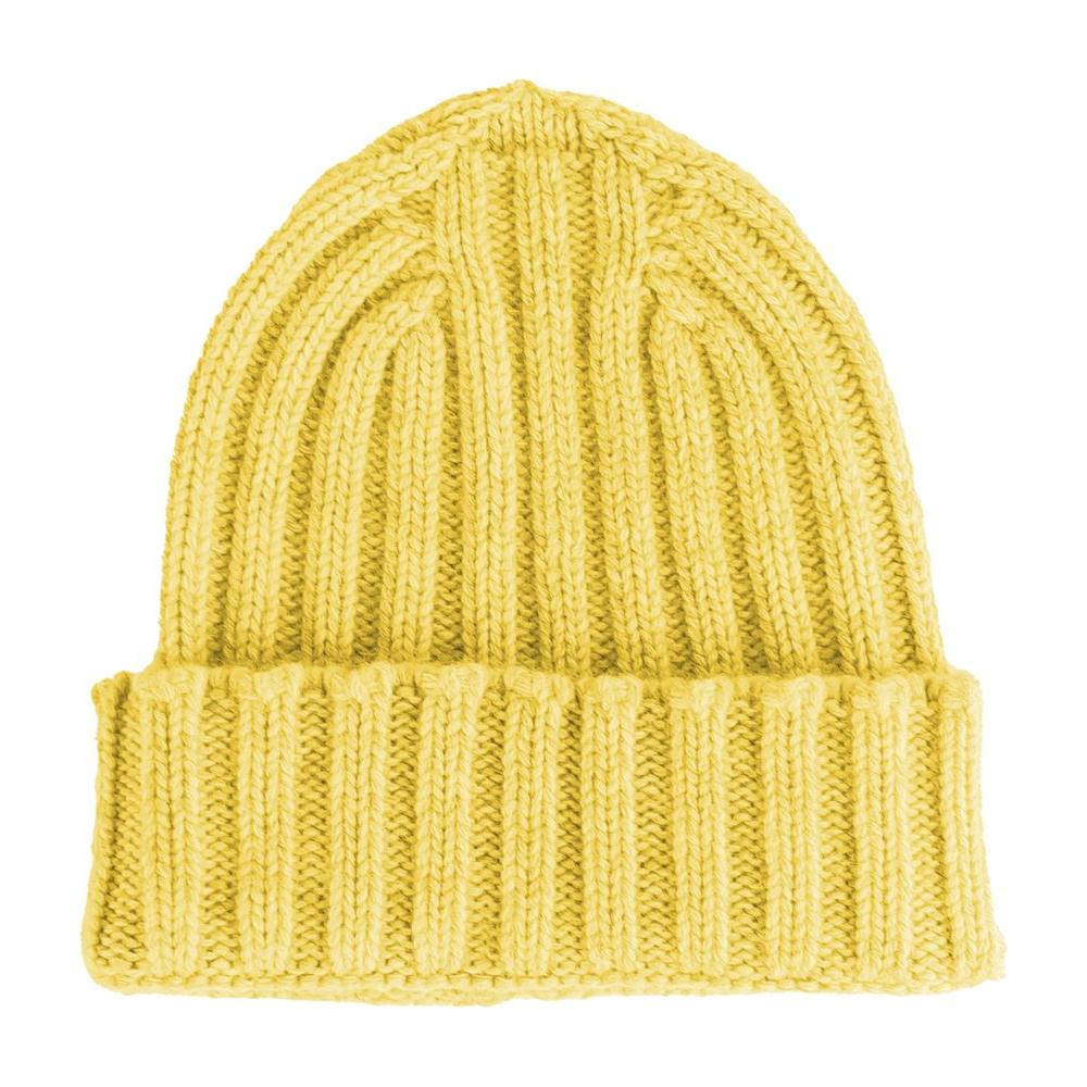 Yellow Cashmere Hats & Cap Made in Italy