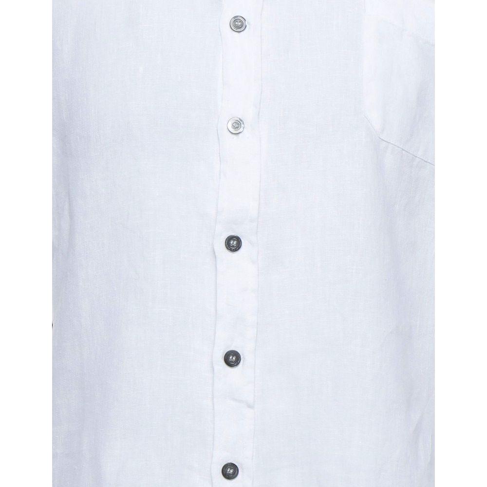 Alpha Studio Elegant White Linen Shirt for Men white-linen-shirt