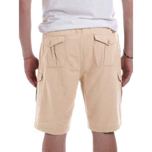 Yes Zee | Beige Casual Linen-Cotton Blend Shorts| McRichard Designer Brands   