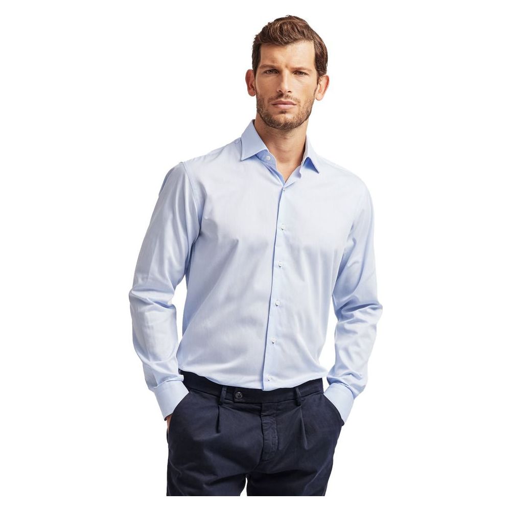 Ballantyne Elegant Light Blue Cotton Men's Shirt elegant-light-blue-cotton-mens-shirt