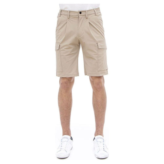 People Of Shibuya Beige Stretch Bermuda Cargo Shorts beige-stretch-bermuda-cargo-shorts