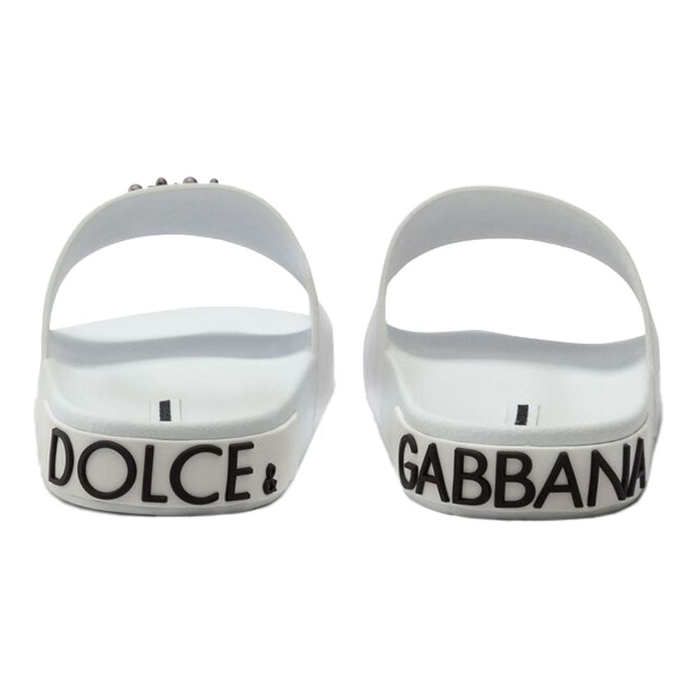 Dolce & Gabbana | Elegant White Calfskin Rubber Slippers| McRichard Designer Brands   