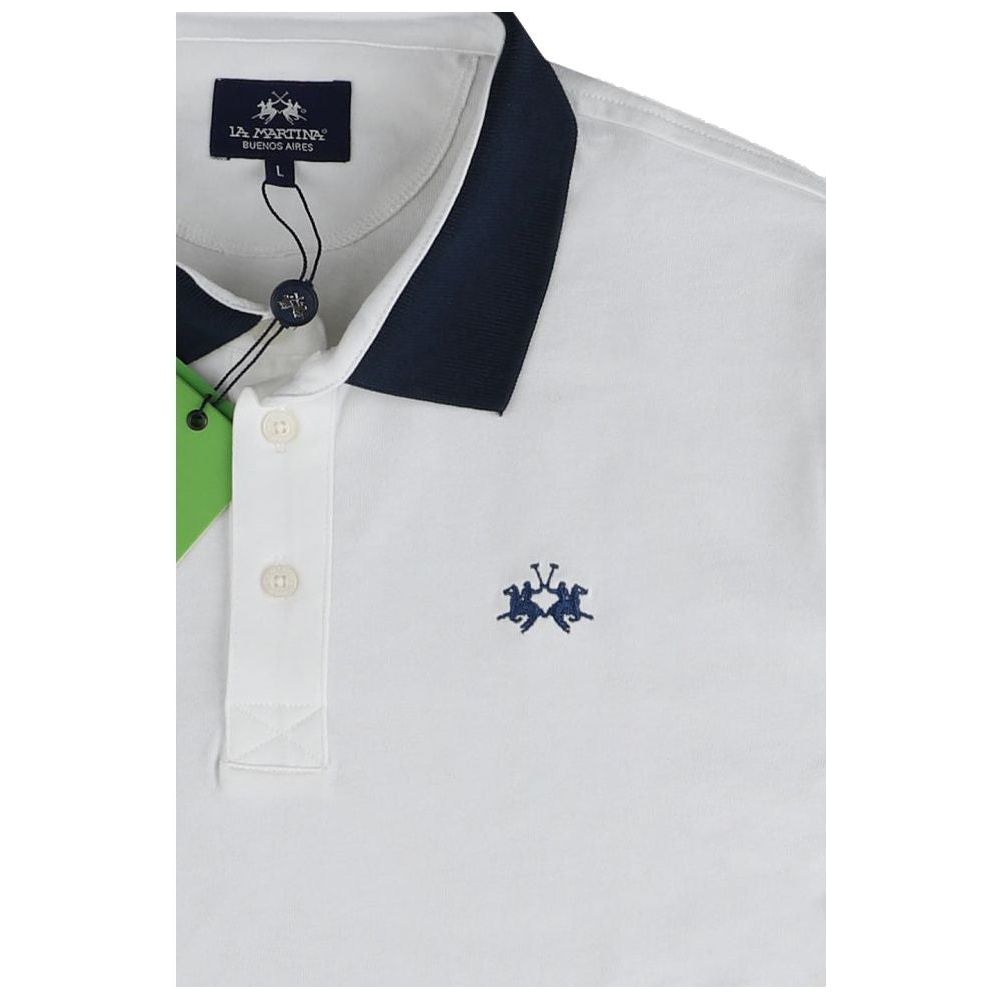 La Martina Elegant Embroidered White Jersey Polo Shirt white-cotton-polo-shirt-14