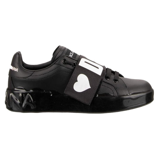 Dolce & Gabbana | Black Leather Sneaker| McRichard Designer Brands   