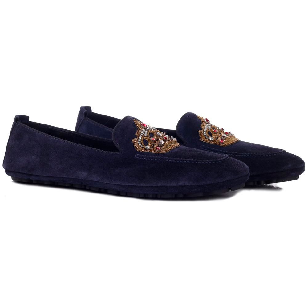 Blue Leather Di Calfskin Loafer Dolce & Gabbana
