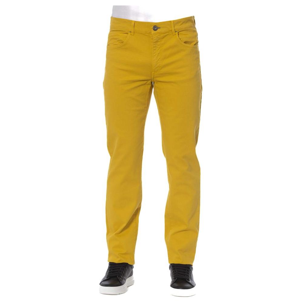 Trussardi Jeans Elegant Cotton Blend Yellow Trousers yellow-cotton-jeans-pant