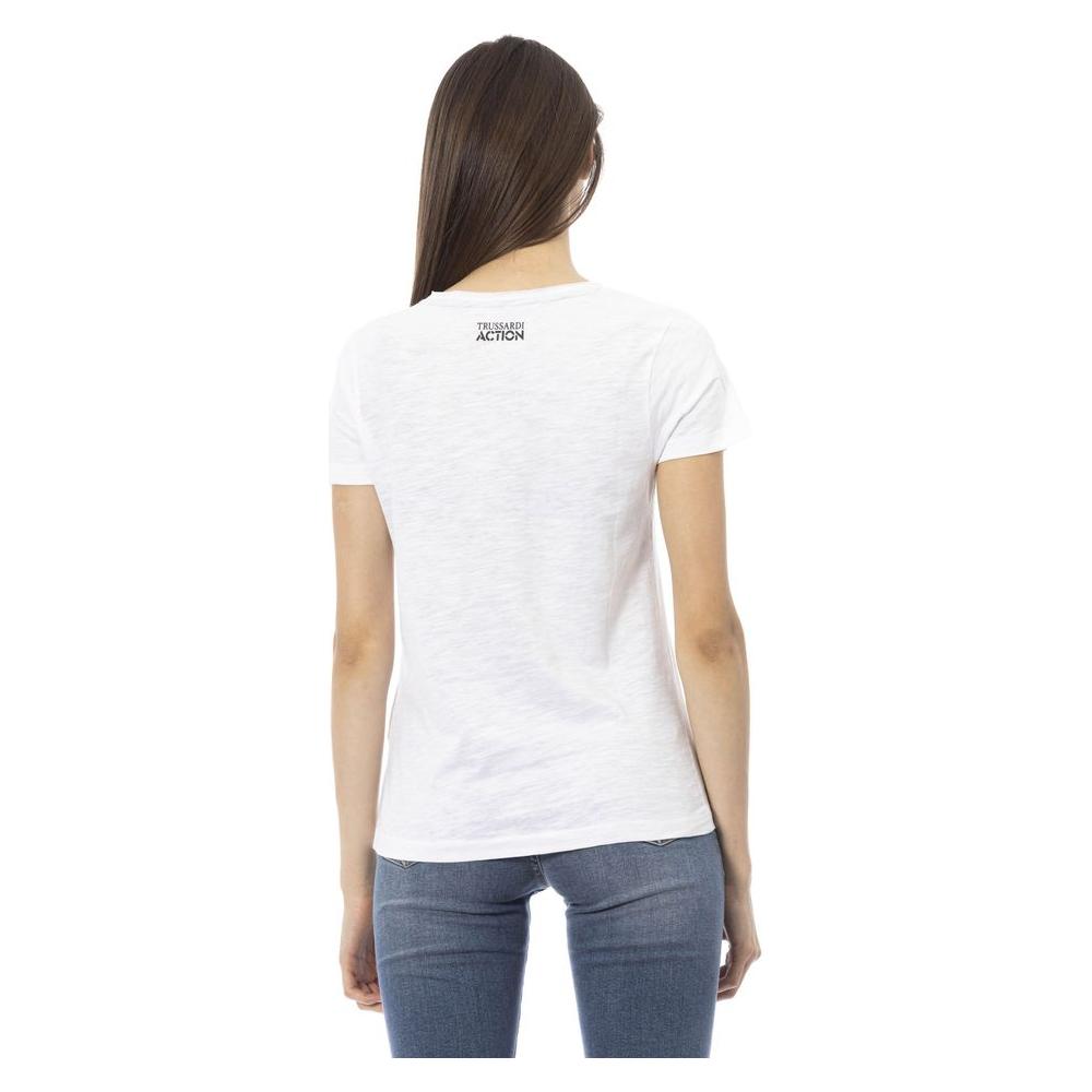 Trussardi Action Chic White Short Sleeve Tee with Exclusive Print white-cotton-tops-t-shirt-8