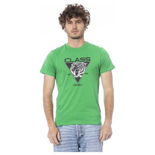 Cavalli Class Green Cotton T-Shirt green-cotton-t-shirt-24