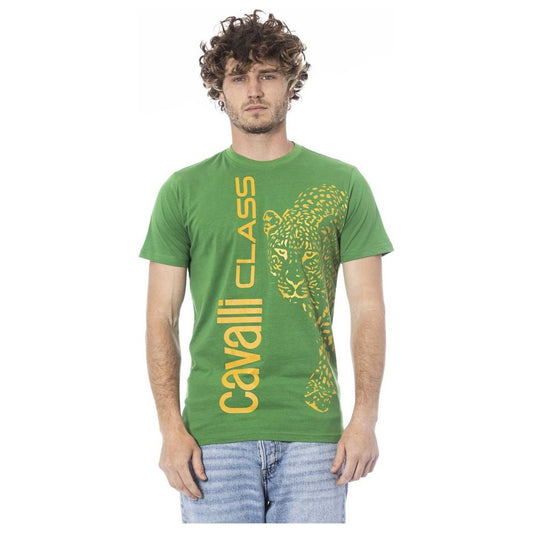 Cavalli Class Green Cotton T-Shirt green-cotton-t-shirt-18