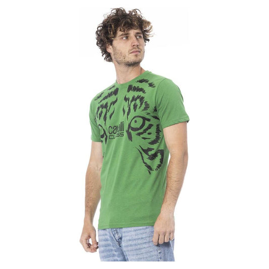 Cavalli Class Green Cotton T-Shirt green-cotton-t-shirt-17