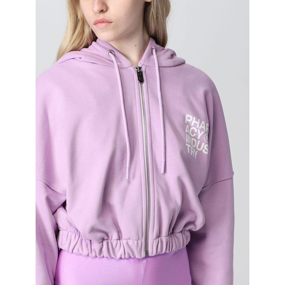 Pharmacy Industry Plush Purple Cotton Hoodie with Zip Closure purple-cotton-sweater-1