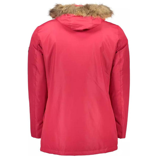 Pink Hooded Jacket with Removable Fur Roberto Cavalli