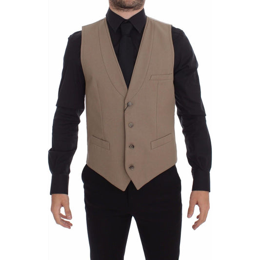Dolce & GabbanaElegant Beige Cotton Dress Vest – Slim FitMcRichard Designer Brands£229.00