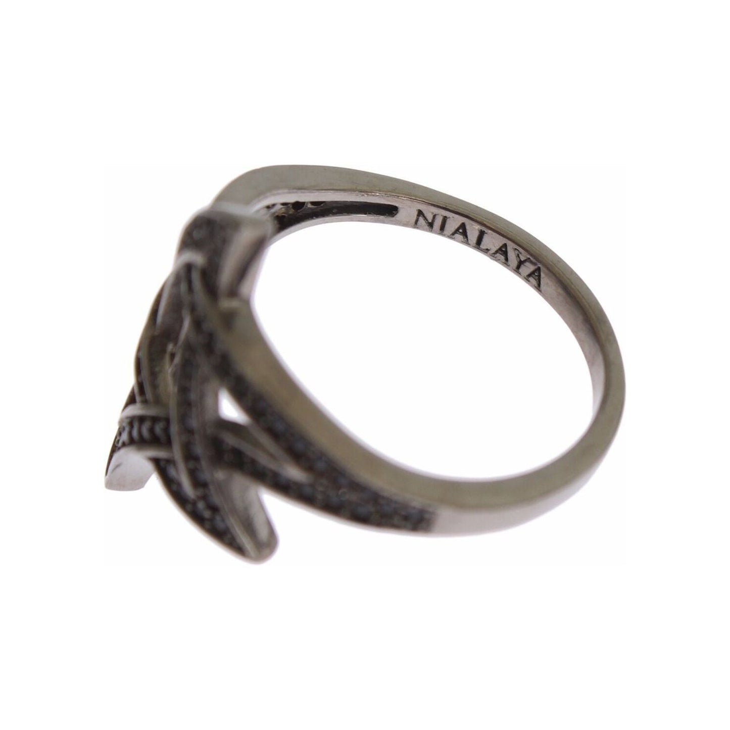 Ring Chic Black Rhodium Silver CZ Crystal Ring Nialaya