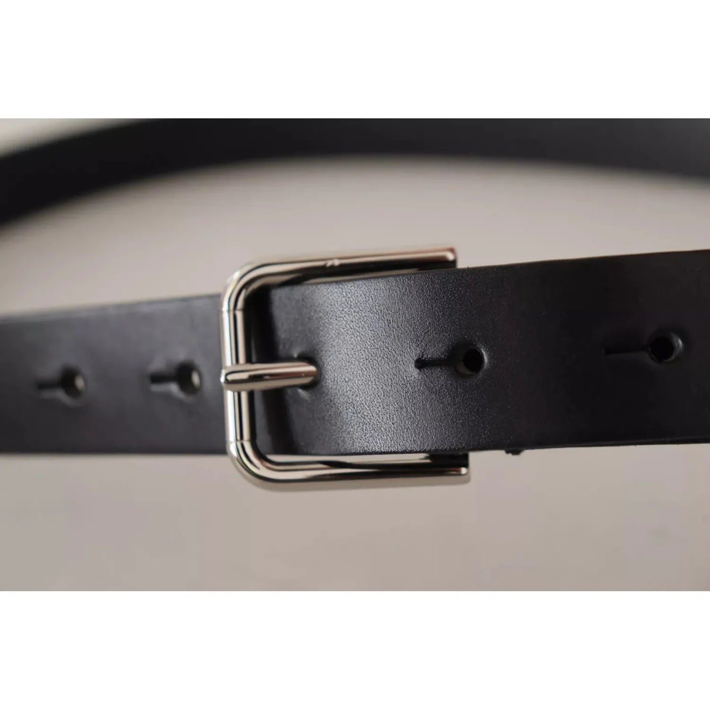 Black Classic Calf Leather Metal Box Buckle Belt Dolce & Gabbana