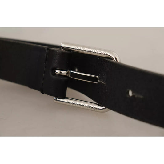 Black Classic Calf Leather Metal Box Buckle Belt Dolce & Gabbana