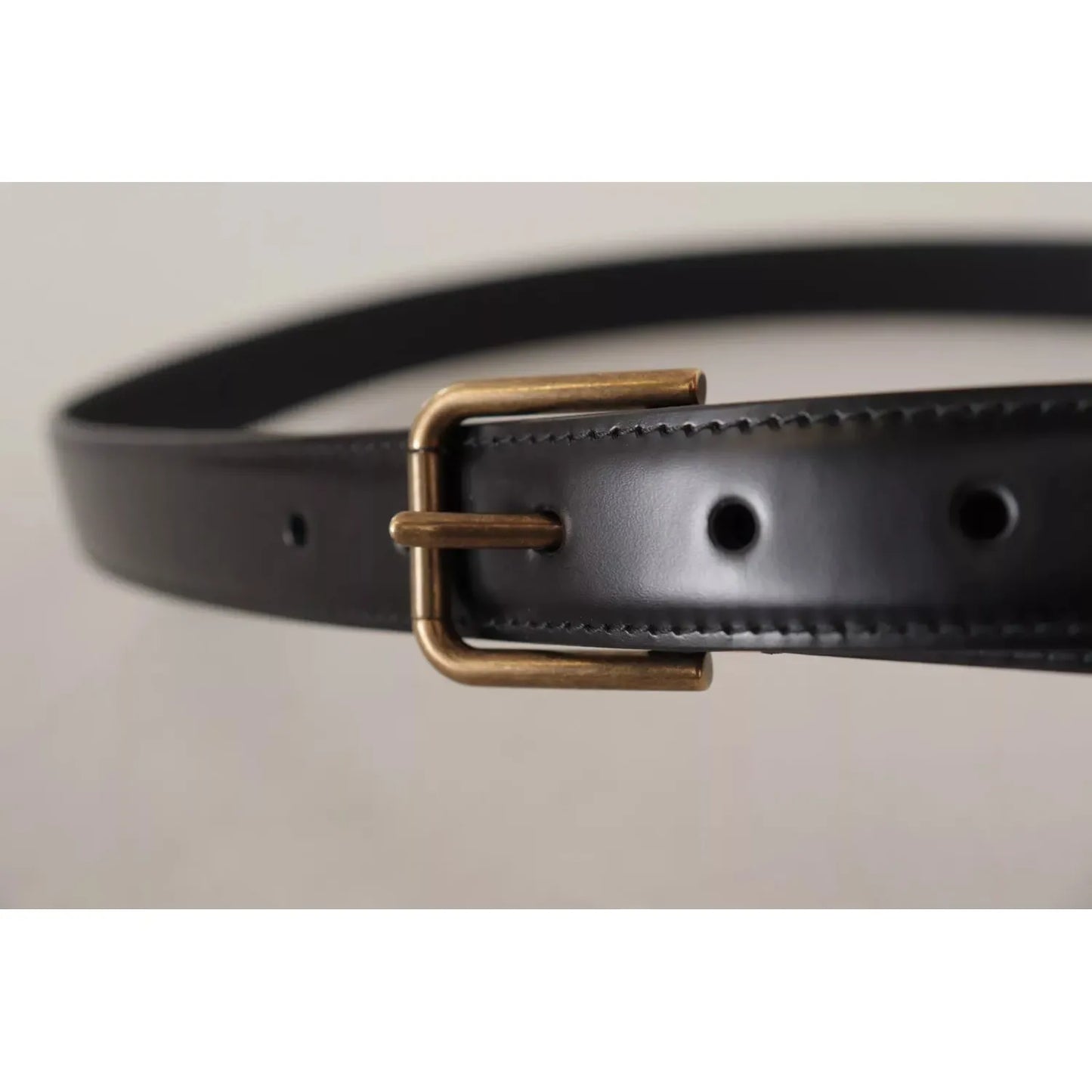 Black Classic Calf Leather Vintage Metal Buckle Belt Dolce & Gabbana