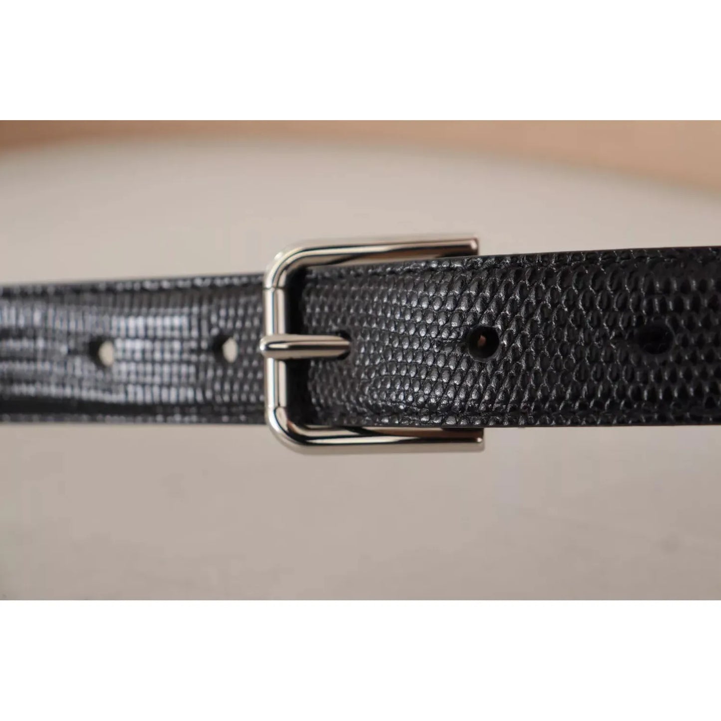 Black Classic Leather Silver Metal Buckle Belt Dolce & Gabbana