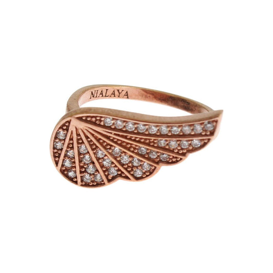 Ring Elegant Pink Gold CZ Crystal Ring Nialaya