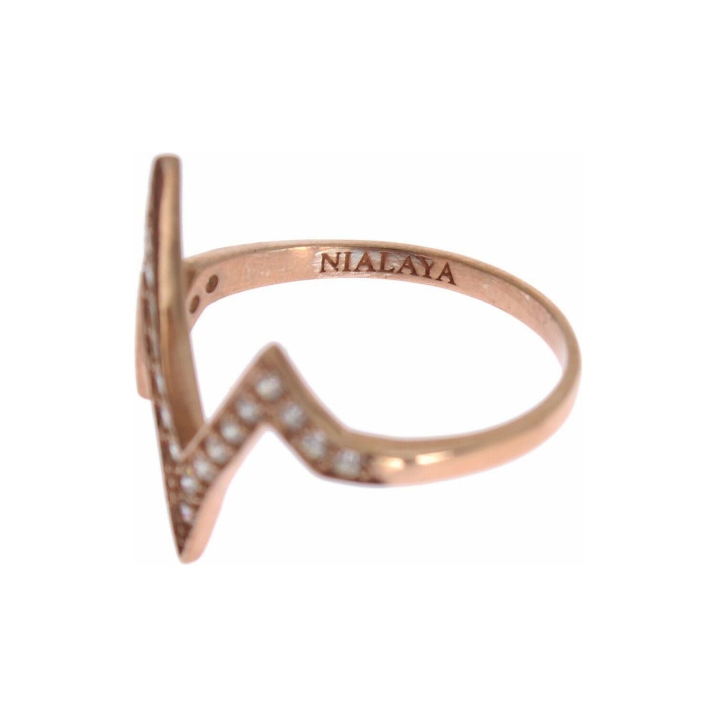 Ring Elegant Pink Crystal Encrusted Silver Ring Nialaya