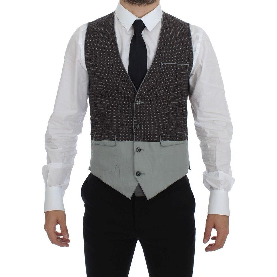 Dolce & Gabbana Elegant Gray Cotton Dress Vest gray-polka-dot-dress-vest-gilet-weste