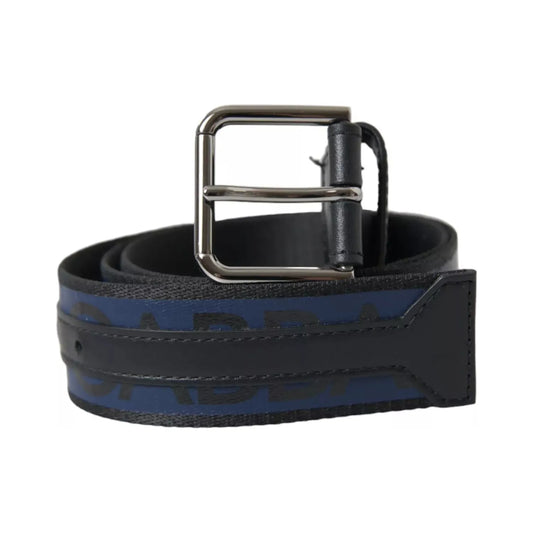 Black Blue Logo Silver Metal Buckle Belt Dolce & Gabbana