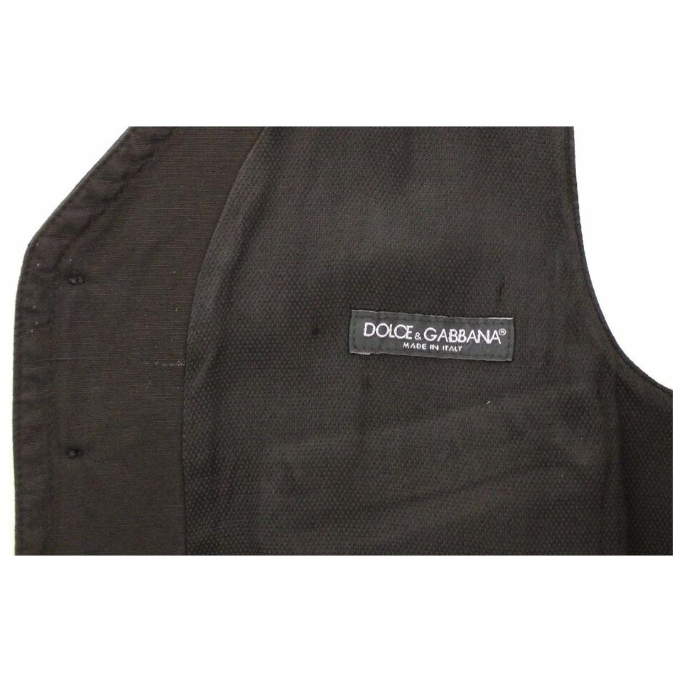 Dolce & Gabbana Elegant Black Cotton Blend Dress Vest black-flax-cotton-dress-vest-blazer