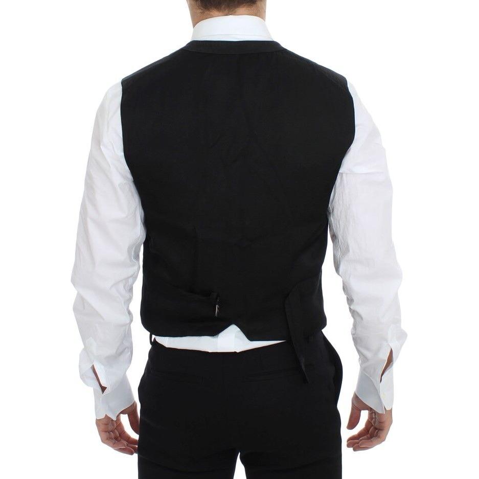 Dolce & Gabbana Elegant Black Cotton Blend Dress Vest black-cotton-blend-dress-vest-gilet