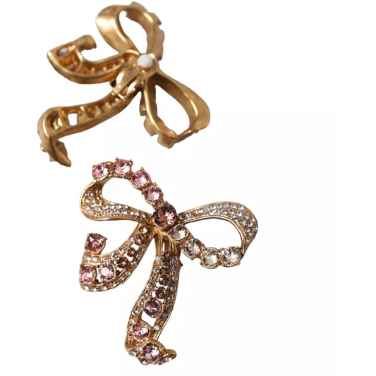Gold Brass Pink Clear Crystal Bow Fiocchi Christmas Dolce & Gabbana