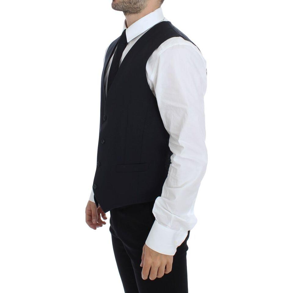 Dolce & Gabbana Elegant Gray Striped Wool-Silk Dress Vest gray-striped-wool-silk-dress-vest-gilet