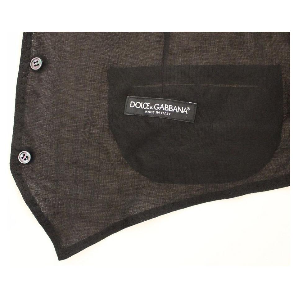 Dolce & Gabbana Elegant Black Wool Dress Vest black-wool-formal-dress-vest-gilet-jacket-2