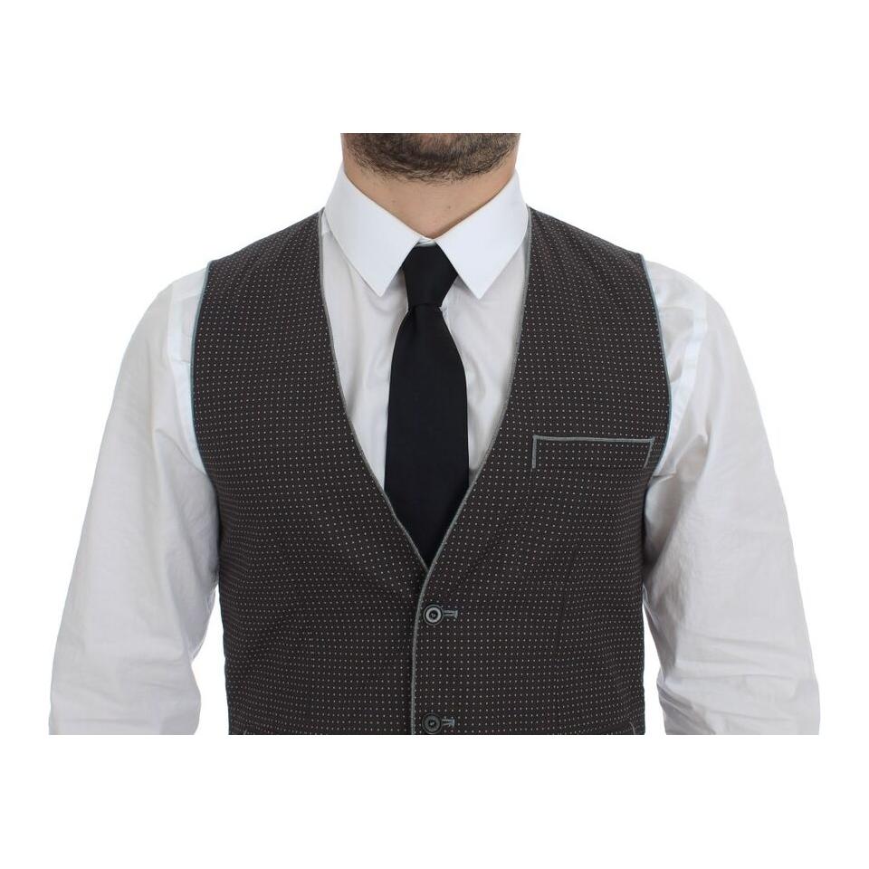 Dolce & Gabbana Elegant Gray Cotton Dress Vest gray-polka-dot-dress-vest-gilet-weste