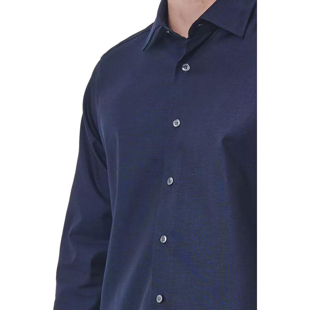 Bagutta Elegant Blue Regular Fit Italian Collar Shirt elegant-blue-regular-fit-italian-collar-shirt