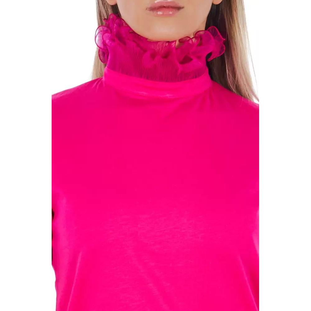 Chic Pink Lace-Back High Neck Tee Frankie Morello