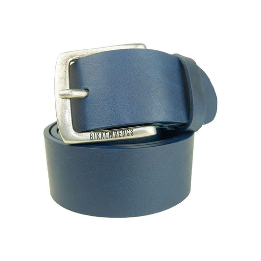 Elegant Blue Leather Belt Bikkembergs