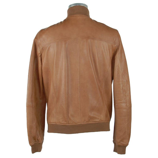 Emilio Romanelli Elegant Brown Leather Jacket for Men elegant-brown-leather-jacket-for-men