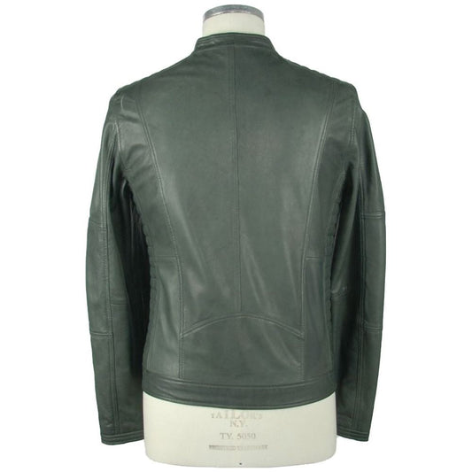 Emilio Romanelli Emerald Elegance Leather Jacket green-leather-jacket-2