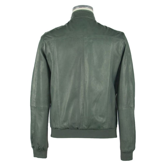 Emilio Romanelli Emerald Elegance Leather Jacket green-leather-jacket-1