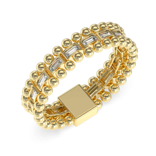 Elegant GUESS Jewels gold bracelet with intricate bead and crystal design, Model JUBB05232JWYGS, showcasing luxury and style.