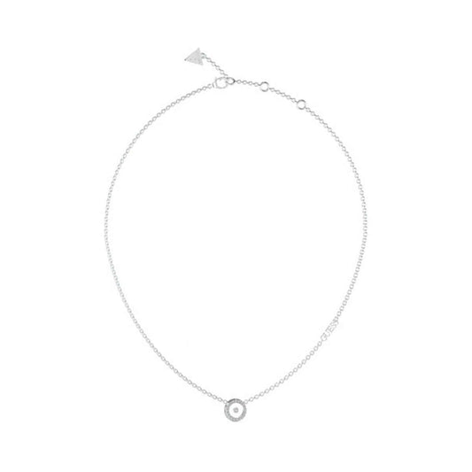 GUESS Jewels JUBN03258JWRHT-U silver necklace with circular pendant, minimalist design