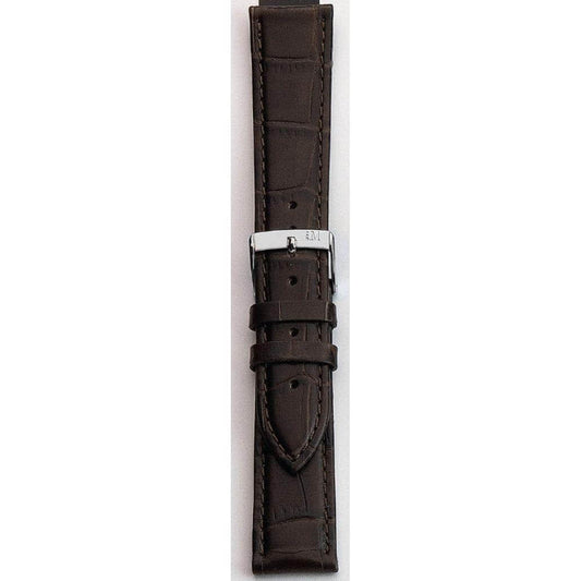 Morellato leather watch strap A01X5203480032CR22 in brown, made in Italy, shown with silver buckle.