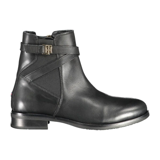 Tommy Hilfiger | Chic Black Ankle Boots with Contrasting Zip Detail| McRichard Designer Brands   