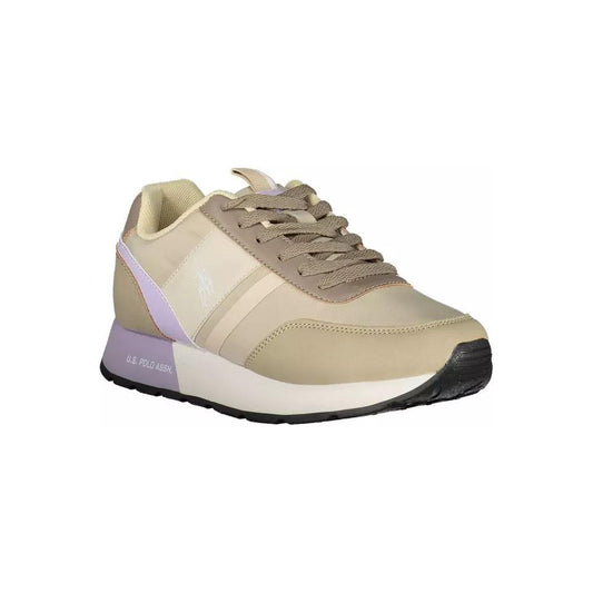U.S. POLO ASSN. | Chic Beige Lace-Up Sneakers with Logo Detail| McRichard Designer Brands   