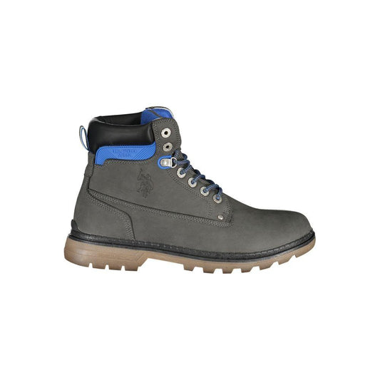 U.S. POLO ASSN. | Elegant Gray High Lace-Up Boots with Logo Detail| McRichard Designer Brands   