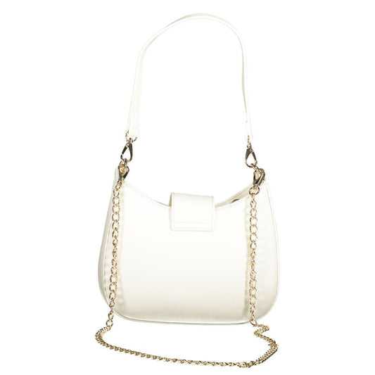 Valentino Bags white polyethylene women's handbag with removable chain and shoulder straps, featuring elegant design and logo details.