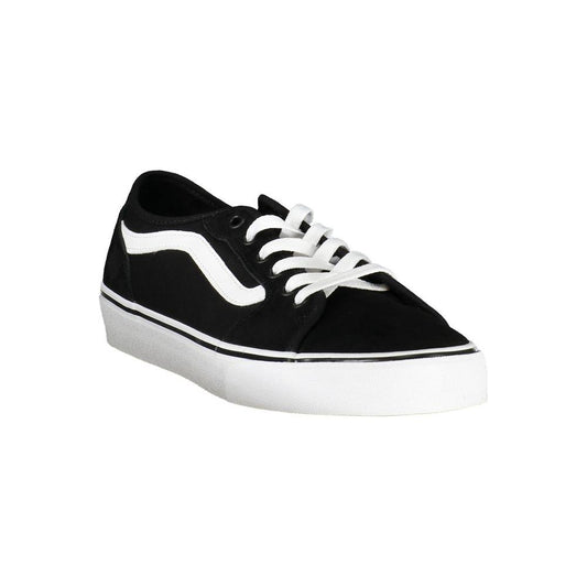 Vans black polyester sneaker with laces and contrast details, featuring the logo on side, ideal for sports and casual wear.
