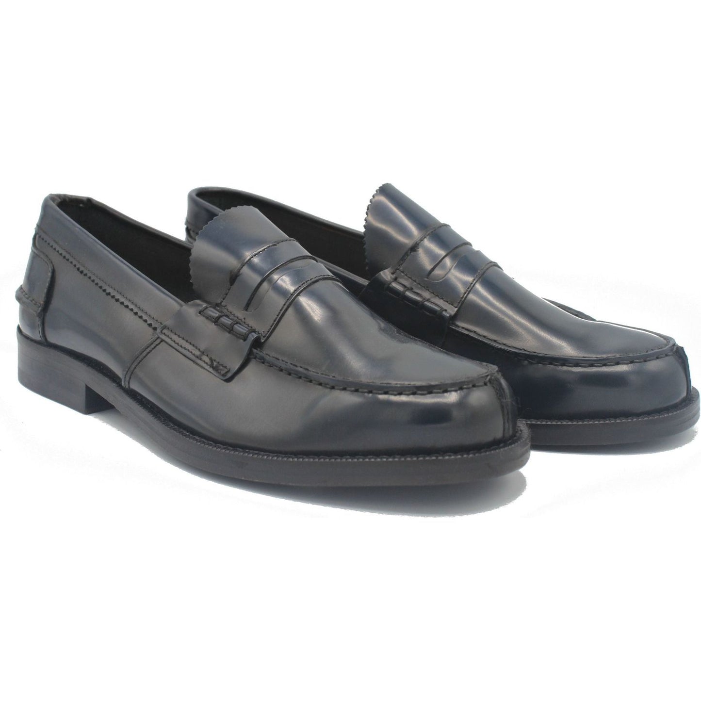 Saxone of Scotland Blue Spazzolato Leather  Mens  Loafers Shoes blue-spazzolato-leather-mens-loafers-shoes