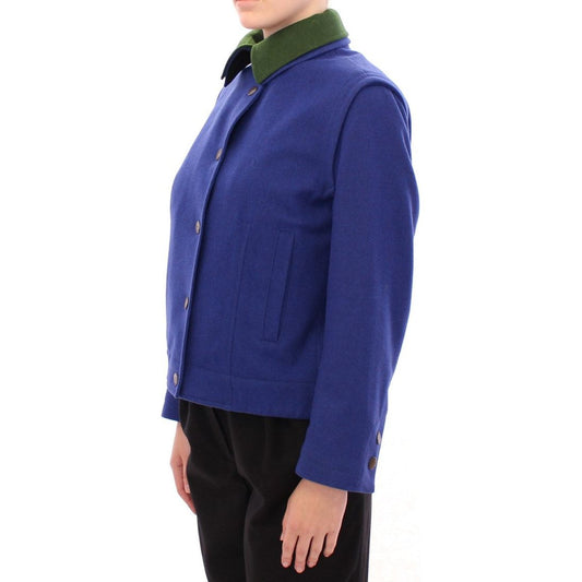 Andrea Incontri Elegant Blue Wool Jacket with Removable Collar habsburg-blue-green-wool-jacket-coat Coats & Jackets 148686-habsburg-blue-green-wool-jacket-coat-1.jpg