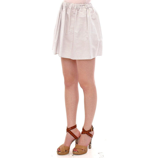 Andrea Incontri Chic White Mini Skirt - Elegant & Timeless white-cotton-checkered-stretch-skirt 148769-white-cotton-checkered-stretch-skirt-1.jpg